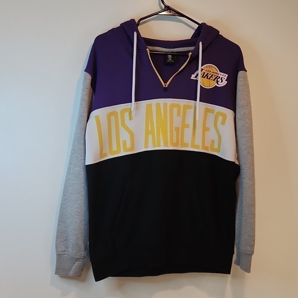 Official NBA Los Angeles Lakers Colorblock 1/4 Hoodie Pullover Men's Sz S NICE! - Picture 2 of 14